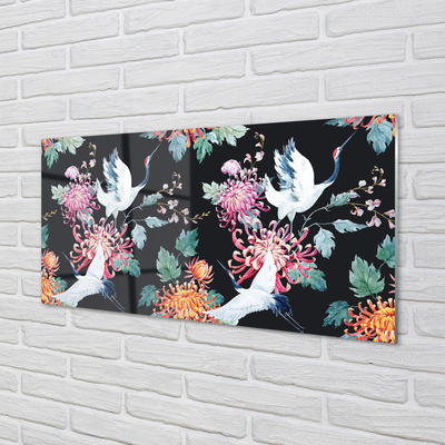Küchenrückwand spritzschutz Vögel mit blumen