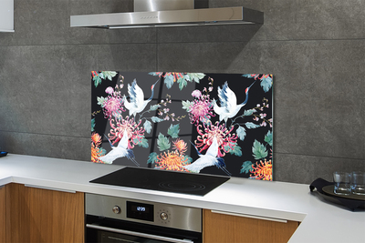 Küchenrückwand spritzschutz Vögel mit blumen