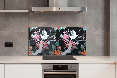 Küchenrückwand spritzschutz Vögel mit blumen