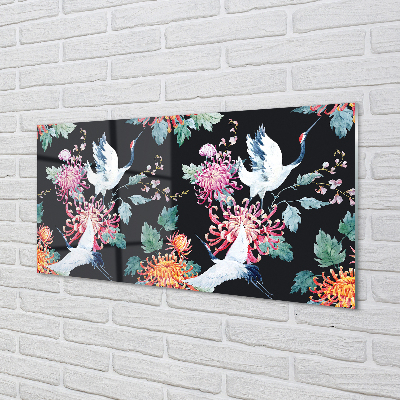 Küchenrückwand spritzschutz Vögel mit blumen