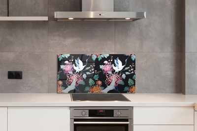 Küchenrückwand spritzschutz Vögel mit blumen