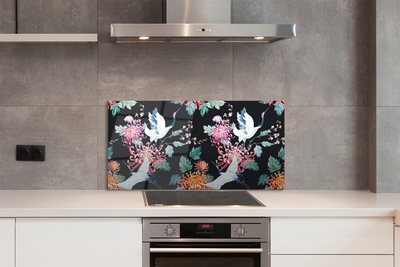 Küchenrückwand spritzschutz Vögel mit blumen