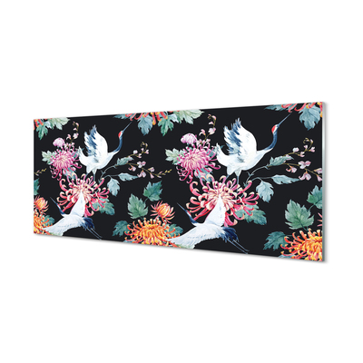 Küchenrückwand spritzschutz Vögel mit blumen