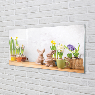 Küchenrückwand spritzschutz Kaninchen blumen