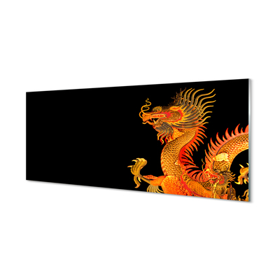 Küchenrückwand spritzschutz Japanische gold drachen