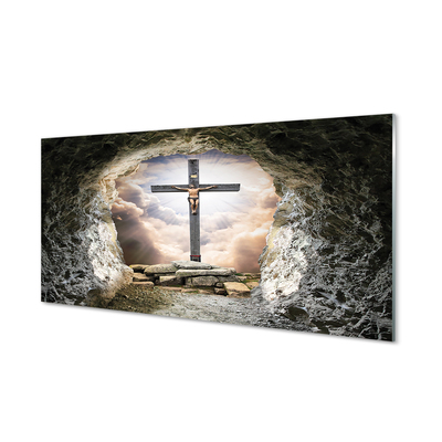 Küchenrückwand spritzschutz Kellerlicht kreuz jesus