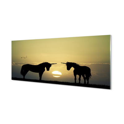 Küchenrückwand spritzschutz Sonnenuntergang auf dem feld einhörner