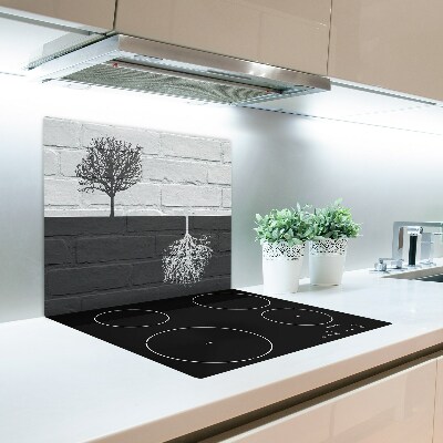 Glas Herdabdeckplatte Bäume Wand