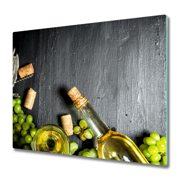 Glas Herdabdeckplatte Weißwein und Früchte