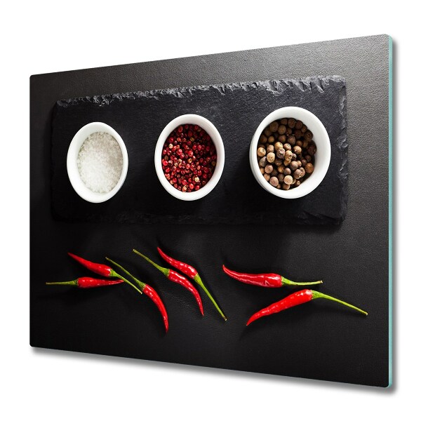 Glas Herdabdeckplatte Gewürze und Chili
