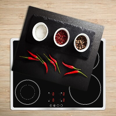 Glas Herdabdeckplatte Gewürze und Chili
