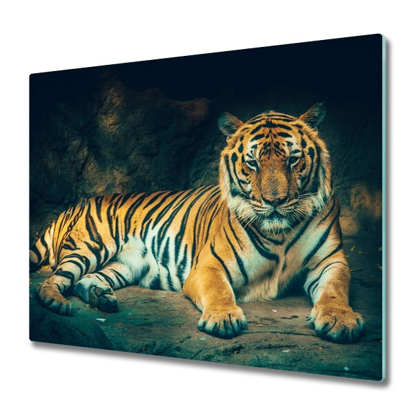 Glas Herdabdeckplatte Tiger Höhle