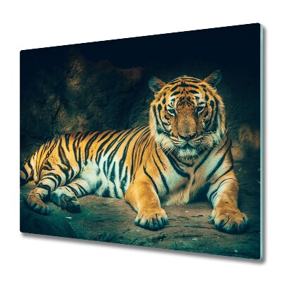 Glas Herdabdeckplatte Tiger Höhle