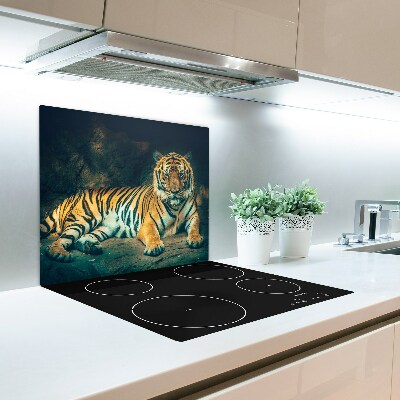 Glas Herdabdeckplatte Tiger Höhle