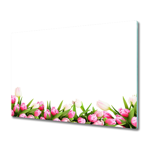 Glas Herdabdeckplatte Rosa Tulpen