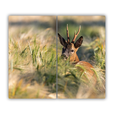 Glas Herdabdeckplatte Hirsch Feld