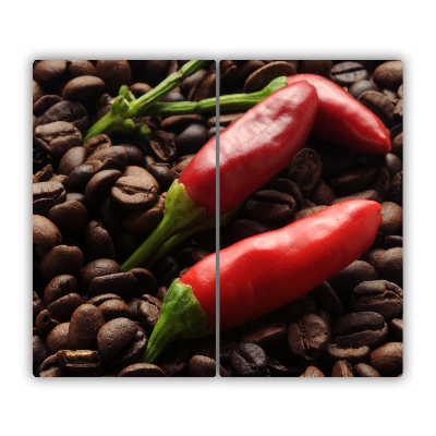 Glas Herdabdeckplatte Chillies und Kaffee