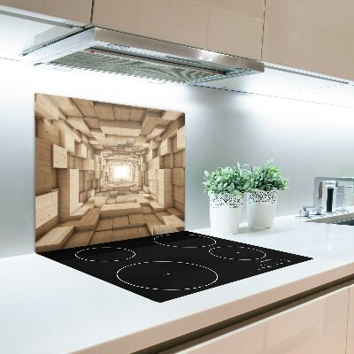 Glas Herdabdeckplatte Holztunnel