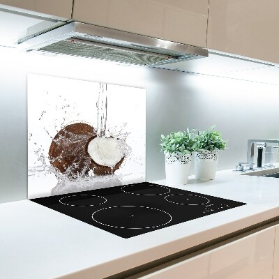 Glas Herdabdeckplatte Kokosnuss