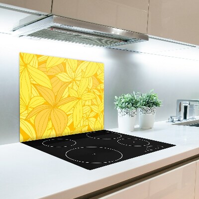 Glas Herdabdeckplatte Gelbe Blumen