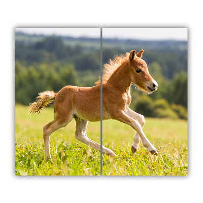 Glas Herdabdeckplatte Fohlen im Galopp