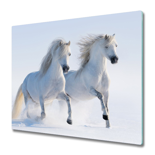 Glas Herdabdeckplatte Zwei Pferde Schnee