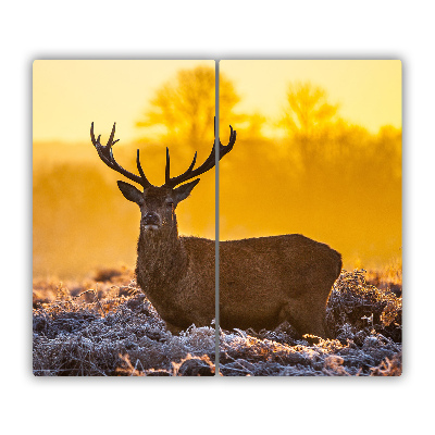 Glas Herdabdeckplatte Hirsch Sonnenaufgang