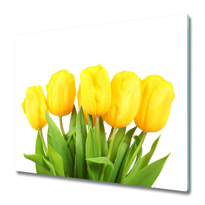 Glas Herdabdeckplatte Gelbe Tulpen