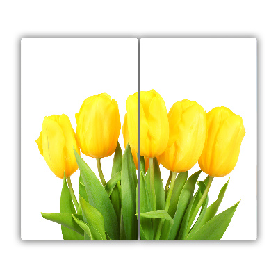 Glas Herdabdeckplatte Gelbe Tulpen