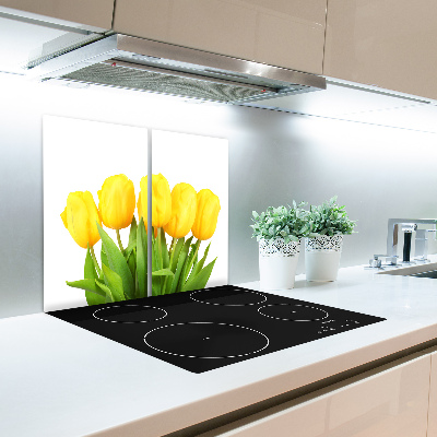 Glas Herdabdeckplatte Gelbe Tulpen