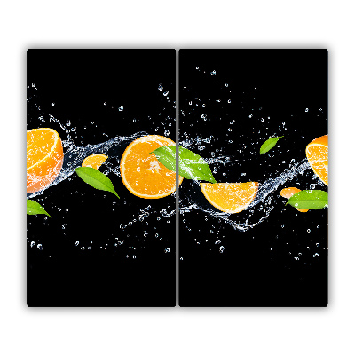 Glas Herdabdeckplatte Orangen und Wasser