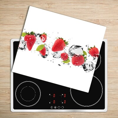 Glas Herdabdeckplatte Erdbeeren und Wasser