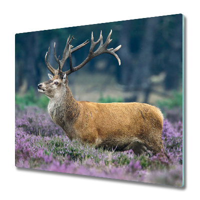 Glas Herdabdeckplatte Hirsch im Lavendel