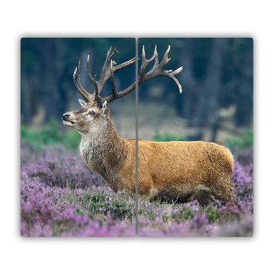 Glas Herdabdeckplatte Hirsch im Lavendel