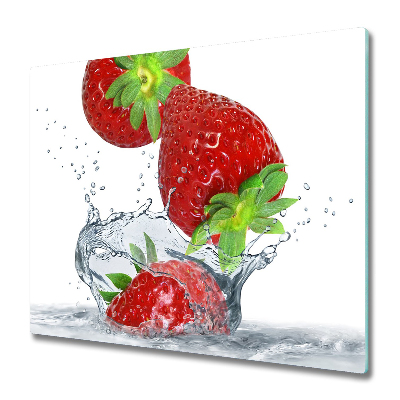 Glas Herdabdeckplatte Erdbeeren und Wasser