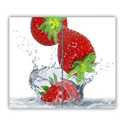 Glas Herdabdeckplatte Erdbeeren und Wasser