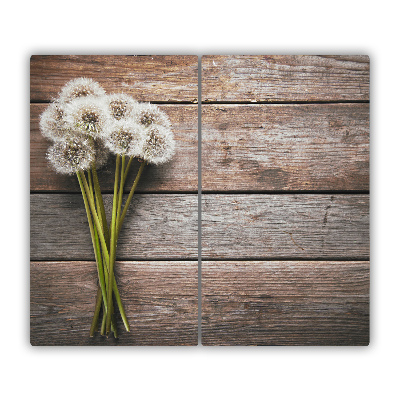 Glas Ceranfeldabdeckung Spritzschutz Pusteblume Holz