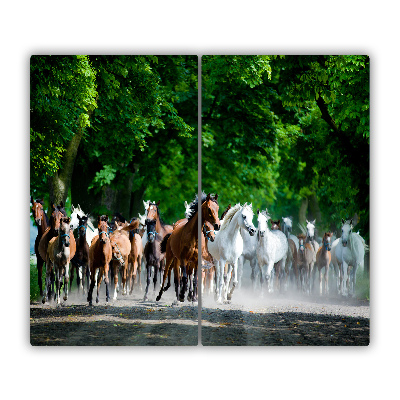 Glas Ceranfeldabdeckung Spritzschutz Pferde im Galopp