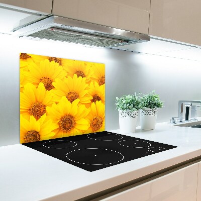 Glas Ceranfeldabdeckung Spritzschutz Sonnenblumen