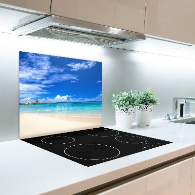 Glas Ceranfeldabdeckung Spritzschutz Tropischer Strand