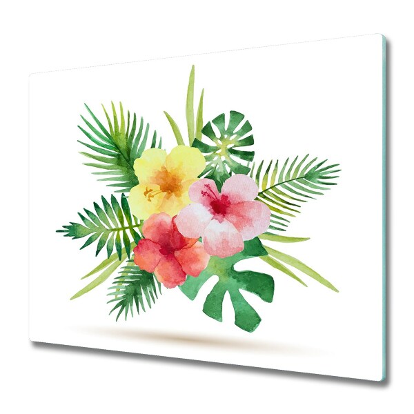 Glas Ceranfeldabdeckung Spritzschutz Hawaii Blumen