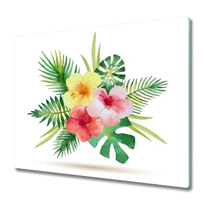 Glas Ceranfeldabdeckung Spritzschutz Hawaii Blumen