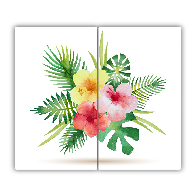 Glas Ceranfeldabdeckung Spritzschutz Hawaii Blumen