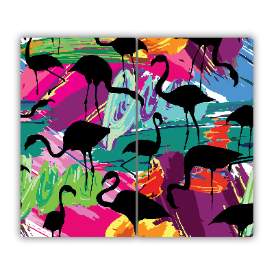 Glas Ceranfeldabdeckung Spritzschutz Flamingos