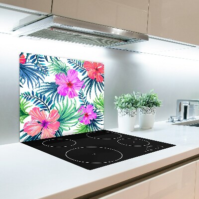 Glas Ceranfeldabdeckung Spritzschutz Hawaii Blumen