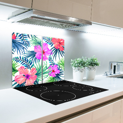 Glas Ceranfeldabdeckung Spritzschutz Hawaii Blumen