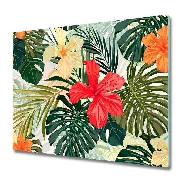 Glas Ceranfeldabdeckung Spritzschutz Hawaii Blumen
