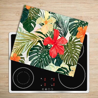 Glas Ceranfeldabdeckung Spritzschutz Hawaii Blumen