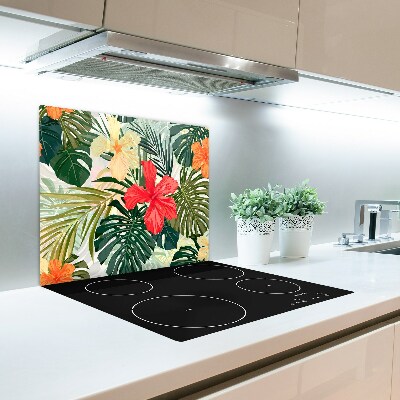 Glas Ceranfeldabdeckung Spritzschutz Hawaii Blumen
