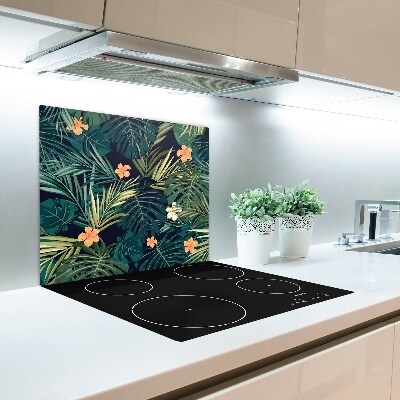 Glas Ceranfeldabdeckung Spritzschutz Tropische Blätter